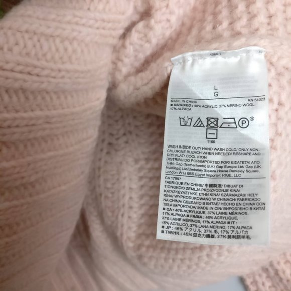 Merino Wool Alpaca blend Chunky Knit Rollneck Pointelle Turtleneck Sweater Cream - Picture 6 of 7